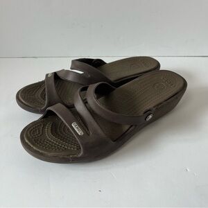 Crocs Strappy Slide-On Sandal Brown Women's 8